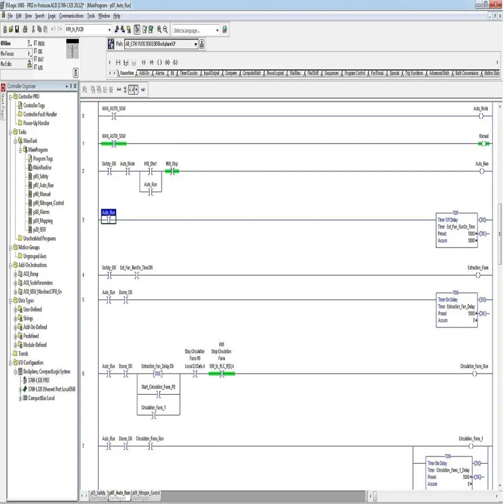 Allen-Bradley Studio 5000 ladder logic programming and industrial network diagnostics by Prolocon
